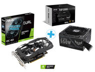 Видео карти Asus Dual GeForce GTX 1650 OC + ASUS TUF Gaming 550W Bronze