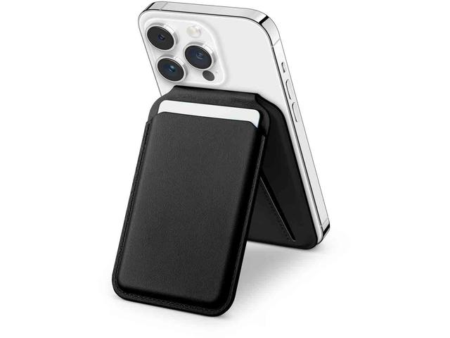 Стойки за мобилни устройства Satechi Vegan-Leather Magnetic Wallet Stand- Black