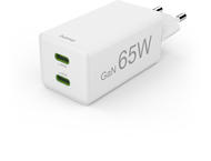 Зарядни устройства Hama, GaN, 2x USB-C, мини зарядно устройство, PD, 65 W, бяло 