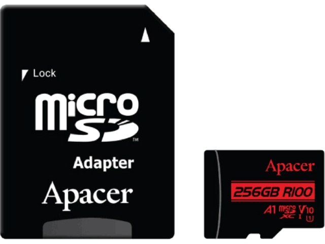 Карти памет 256GB Apacer microSDHC/SDXC UHS-I U1 V10 A1 (R100 MB/s)